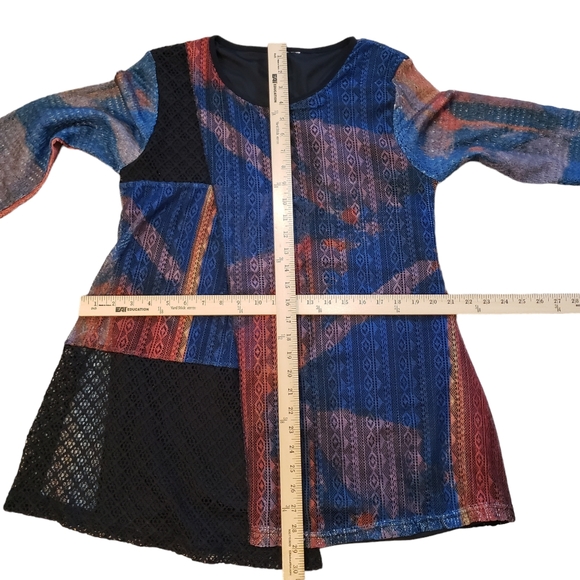 This & That Womens M Layered Mixed Media Longline Abstract Split Front Tunic Top - Picture 4 of 8